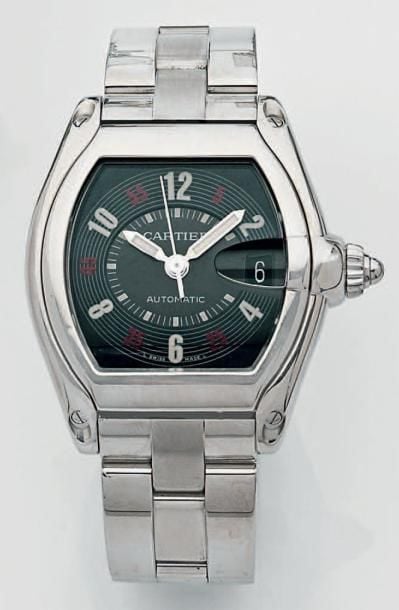 BRACELET MONTRE de forme «tonneau» en acier, modèle «Roadster