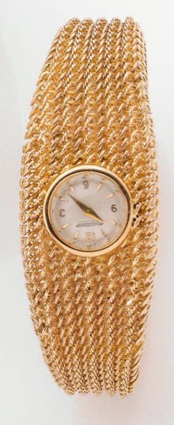 BRACELET MONTRE « Duoplan » ronde de dame en or jaun