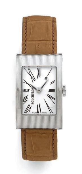 BRACELET MONTRE en acier guilloché, modèle «Reflet