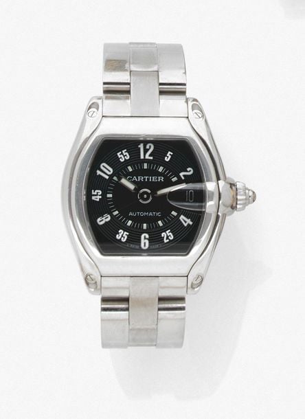 •BRACELET MONTRE en acier modèle «Roadster», de forme tonnea