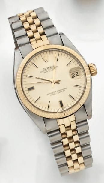 BRACELET MONTRE en or et acier, modèle «Oyster Perpetual Datejust