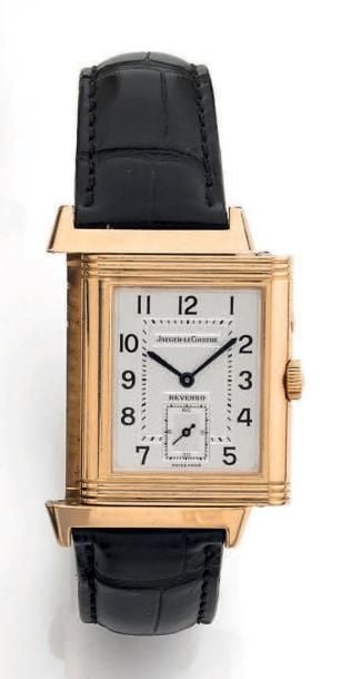 BRACELET MONTRE en or rose (750 millièmes), modèle «Reverso Duoface