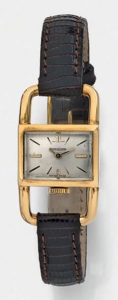 BRACELET MONTRE «Etrier» rectangulaire en or jaune (750 millièmes) ajour