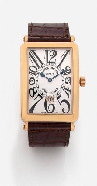 BRACELET MONTRE «Long Island», rectangulaire, bombé, en or jaune (750 millièmes