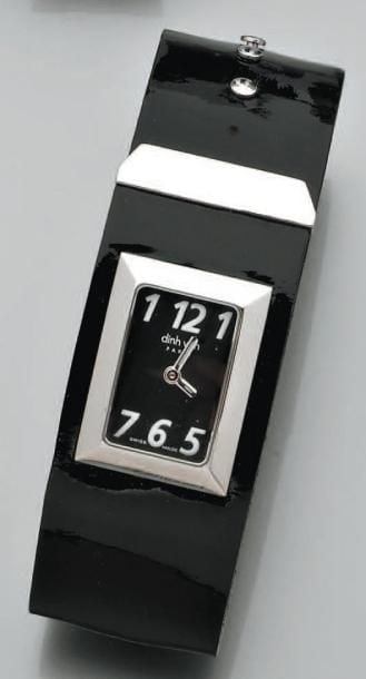BRACELET MONTRE rectangulaire, de dame, en acie