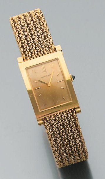 BRACELET MONTRE rectangulaire en or jaun