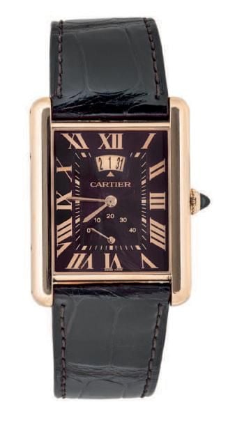 BRACELET MONTRE rectangulaire en or rose (750 millièmes), modèle «Tank Louis Cartier