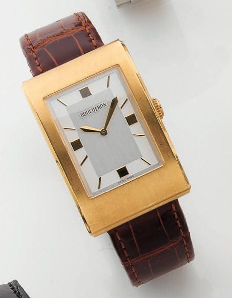 BRACELET MONTRE « Reflet Icare » rectangulaire pour homme en or jaune ma