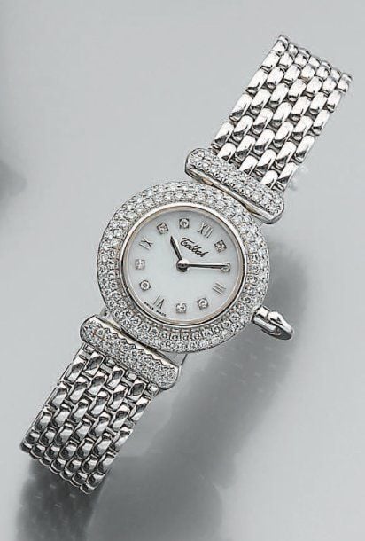 BRACELET MONTRE rond de dame en or gri