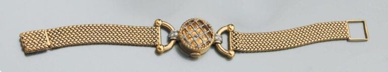 BRACELET MONTRE rond, de dame, en or jaun