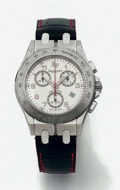 BRACELET MONTRE ronde chronographe en acier, modèle «Moorea