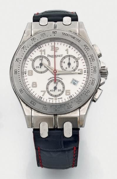 BRACELET MONTRE ronde chronographe en acier, trois compteur