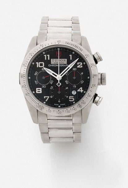 BRACELET MONTRE ronde chronographe, trois compteurs, tachymètre, en acier, modèle «Fastrider