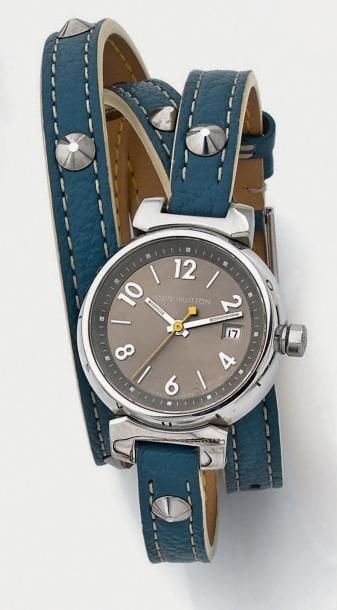 BRACELET MONTRE ronde de dame en acier, modèle «Tambour