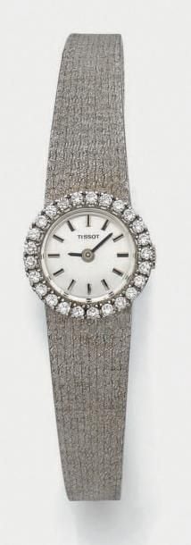 BRACELET MONTRE ronde de dame en or gris (750 millièmes