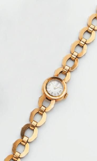 BRACELET MONTRE ronde de dame en or jaun