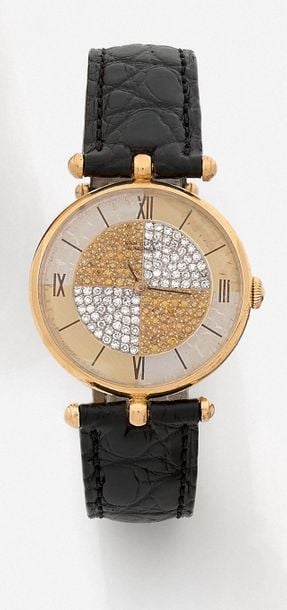 BRACELET MONTRE ronde de dame en or jaune (750 millièmes