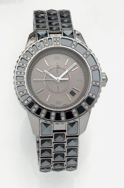 BRACELET MONTRE ronde en acier, modèle «Christal