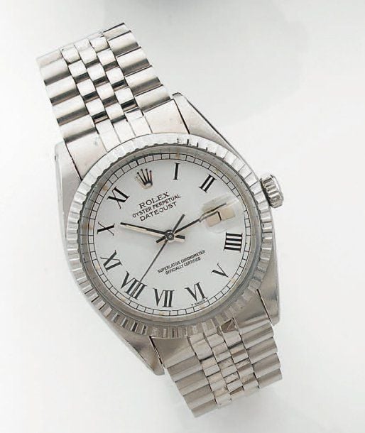 BRACELET MONTRE ronde en acier, modèle « Oyster Perpetual, Date Just