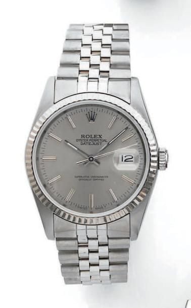 BRACELET MONTRE ronde, en acier, modèle «Oyster Perpetual Datejust