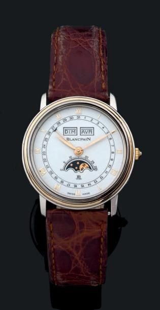 BRACELET MONTRE ronde en or jaune (750 millièmes) et acier, modèle «JB 1735