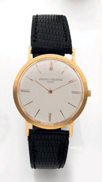 BRACELET MONTRE ronde en or jaune (750 millièmes), modèle «Classic, ultra plat