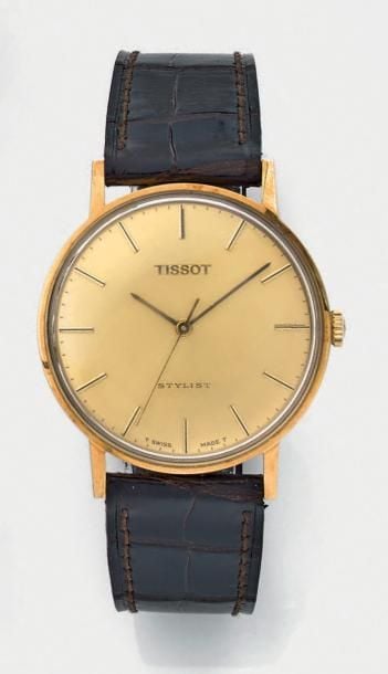 BRACELET MONTRE ronde en or jaune (750 millièmes), modèle «Stylist