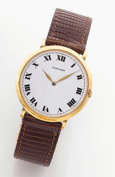 BRACELET MONTRE ronde en or jaune, extra plat