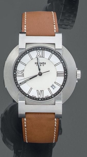 BRACELET MONTRE ronde, grand modèle «Nomade Compass» en acie