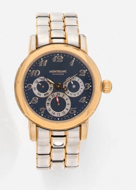 BRACELET MONTRE ronde «Meisterstück» en acier et métal dor