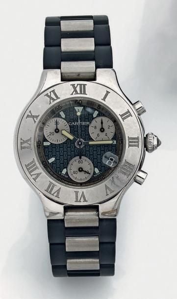 BRACELET MONTRE ronde modèle «Chronoscaph 21», chronographe, trois compteurs, en acie