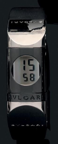 BRACELET MONTRE tubulaire, modèle «Ipno» céramique noire et acie