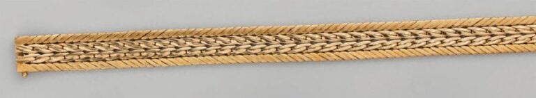 BRACELET souple en or jaune, maille « tissu sergé échelle