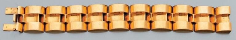 BRACELET «tank» articulé en or jaune à motif de pont
