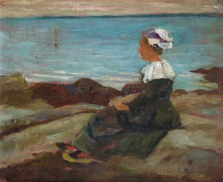 Bretonne, 1905 Huile sur toile marouflée sur carton, signée et datée en bas à droite 24 x 29 cm