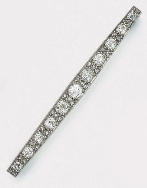 BROCHE BARRETTE en platine (mi