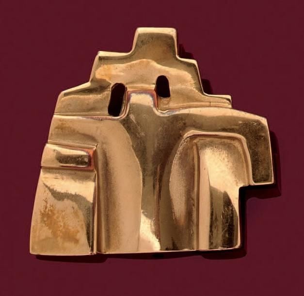 BROCHE SCULPTURE en bronze poli ajour