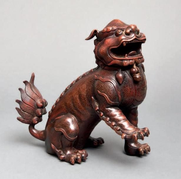 BRÛLEUR À ENCENS CHINOIS en bronze en forme de lion chinoi