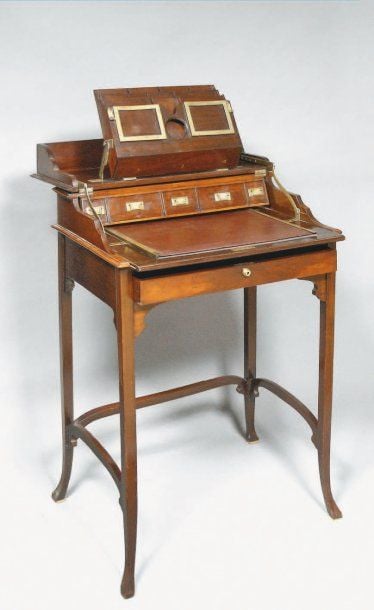 BUREAU D'OFFICIER À SYSTÈME en acajo