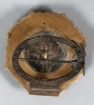 Cadran solaire de poche en laiton par Ludovicus Theodatus Müller à Augsbour