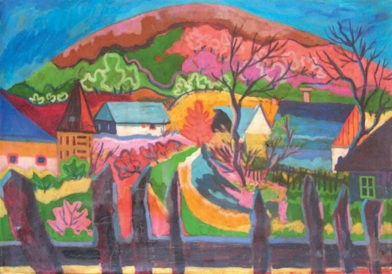 Campagne hongroise Huile sur toile, signée en bas à droite 70 x 100 cm