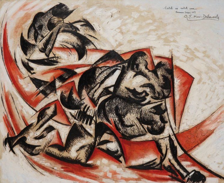 « CATCH AS CATCH CAN » NOUVEAU CIRQUE 1913 Technique mixte sur toile, signée en haut à droite, titrée et datée Au dos : NATURE MORTE AU SABOT 65 x 80 cm