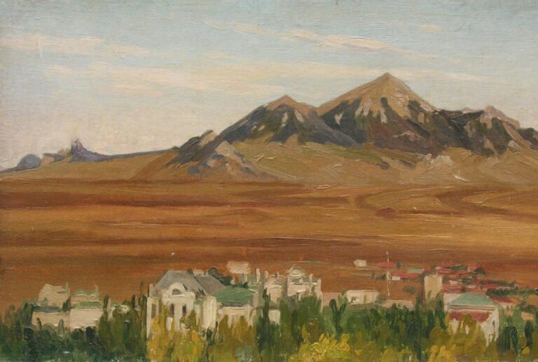 Caucase (1916) Huile sur toile marouflée sur carto