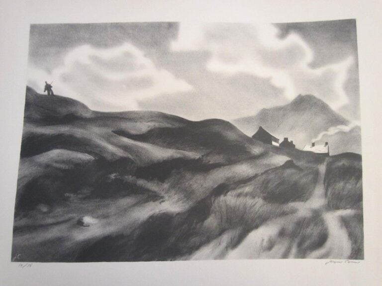 Chasseur dans la montagne, labourage en Normandie, Quai à saint Dyé sur Loire, le lithographe