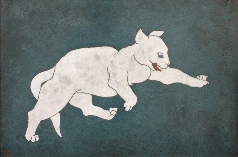Chat blanc Panneau en Lap, signé de l'initiale en bas à gauche 36,5 x 54 cm