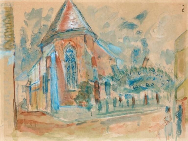 Chevet d'une église Aquarelle sur papier, non signée À vue: 18,5 x 25,5 cm