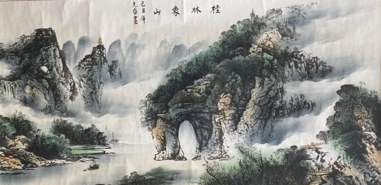 Chine, moderne - Ensemble de trois rouleaux représentant des arbres fleuris sou…