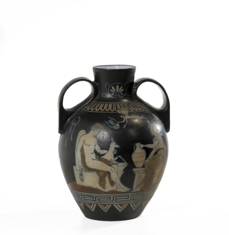 CIBOURE - PEDRO GARCIA DE DIEGO (1904-1969) - Rare vase à deux anses en grès à…