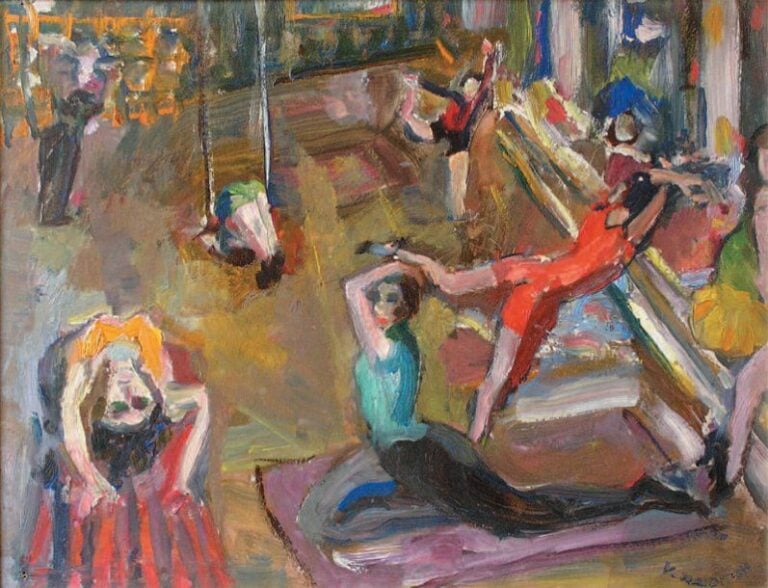 Cirque Huile sur carton Signée en bas à droite 41,5 x 51 c