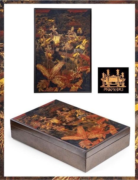 COFFRET QUADRANGULAIRE EN BOIS LAQUE PAR L'ATELIER DE PHAM HAU / Ph?m H?u (1903-1995)